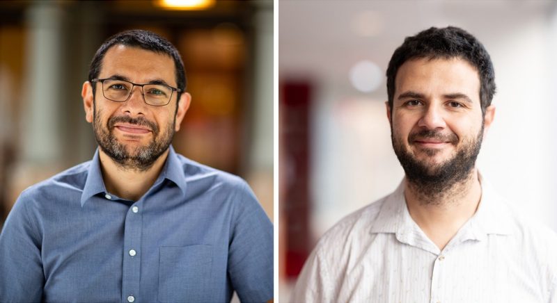 Headshots of two faculty Virginia Tech faculty members, both with dark hair and beards