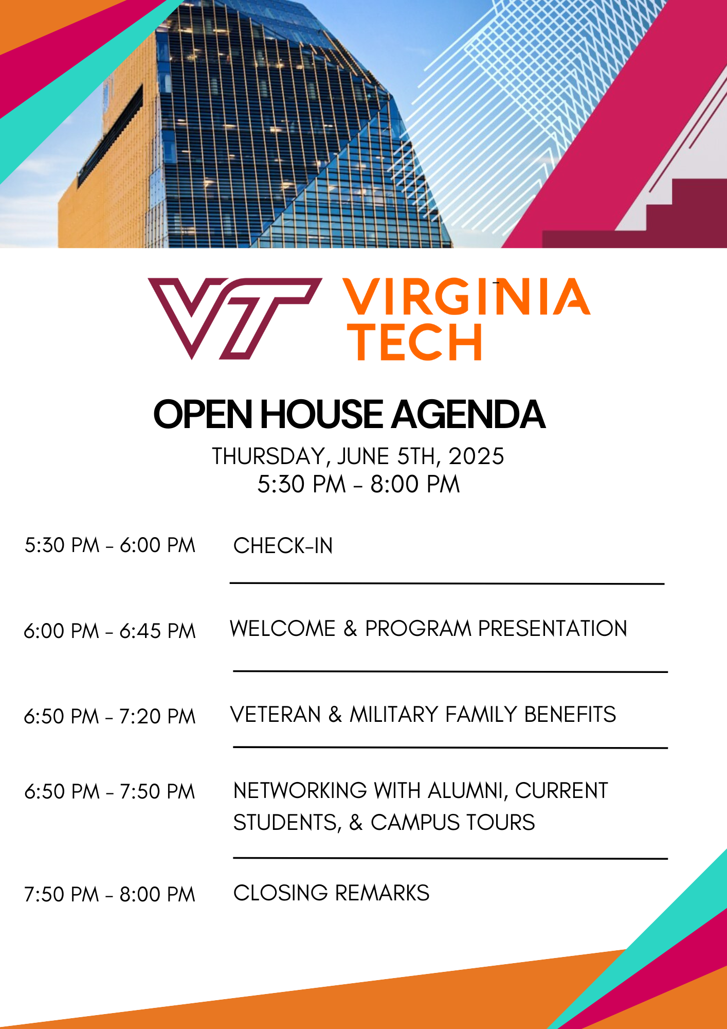 June 5 Open House Agenda Flyer innovation campus open house agenda