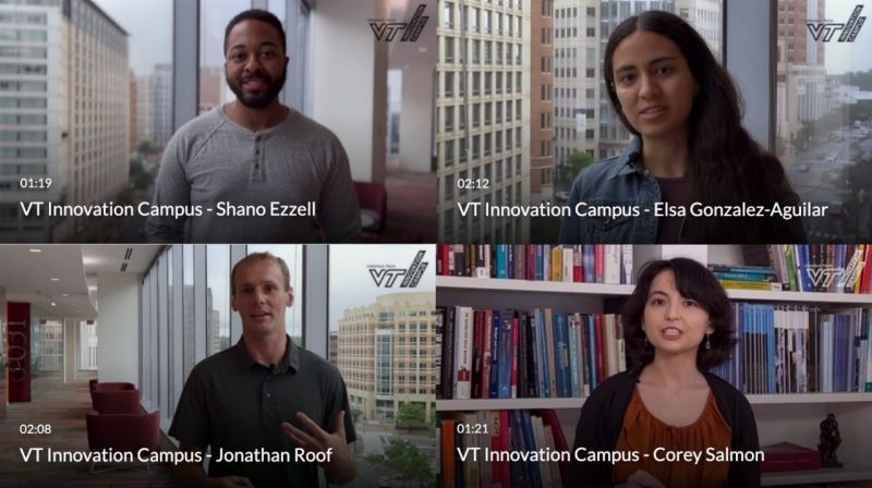 Grid of four student videos